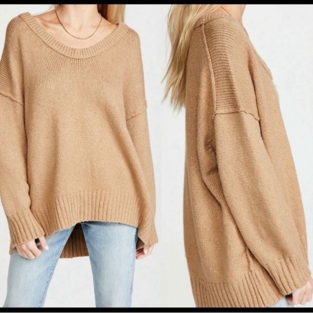 Free People Desert Tan V neck sweater in Small.